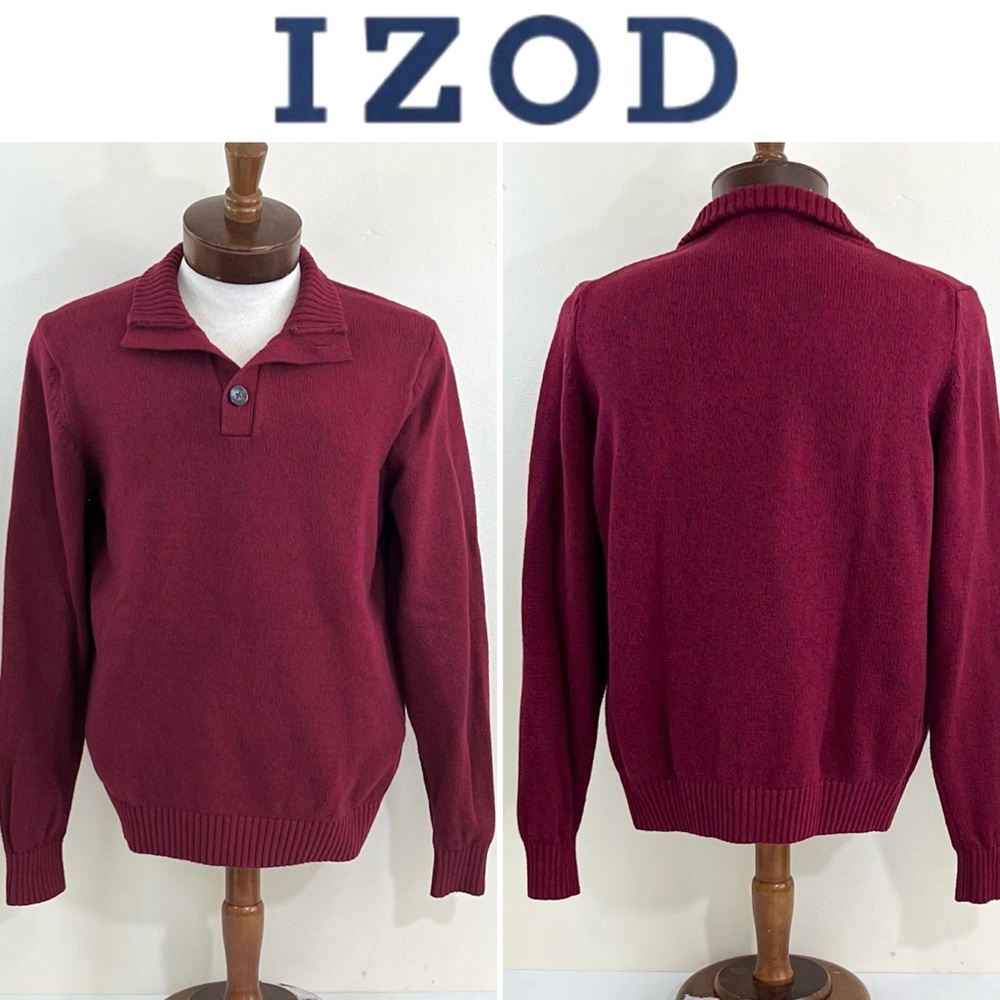 Izod Men’s Holiday Button Mock Sweater